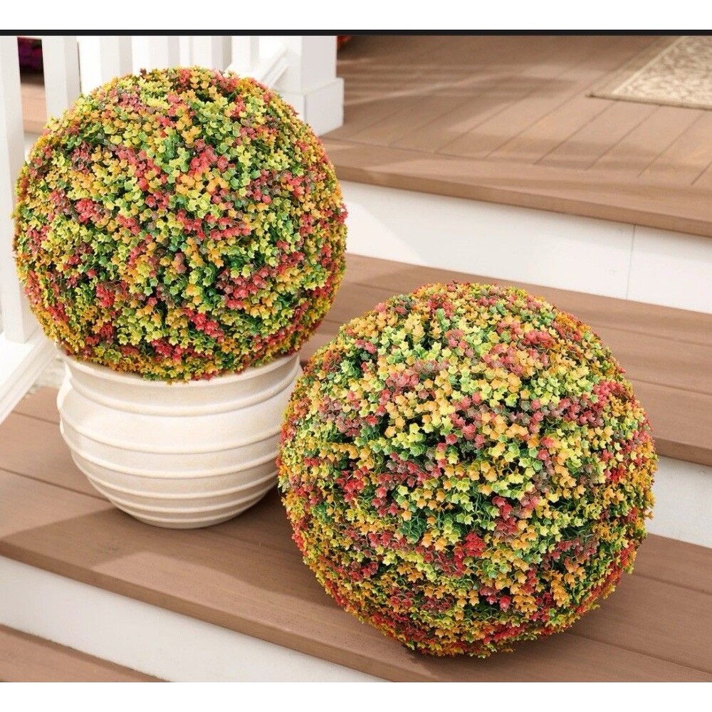 Wicker Park S/2 Oversized 15" Faux Floral Spheres - Harvest Multi Color